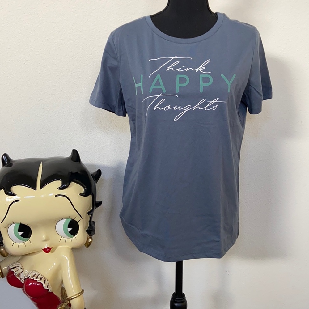🦋♥️Nine West Graphic TShirt “Think Happy Thoughts” Size M